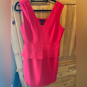 Metaphor Red V-Neck Peplum Midi Dress